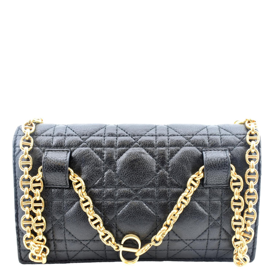Christian Dior Caro Cannage Calf Leather Shoulder Bag Black