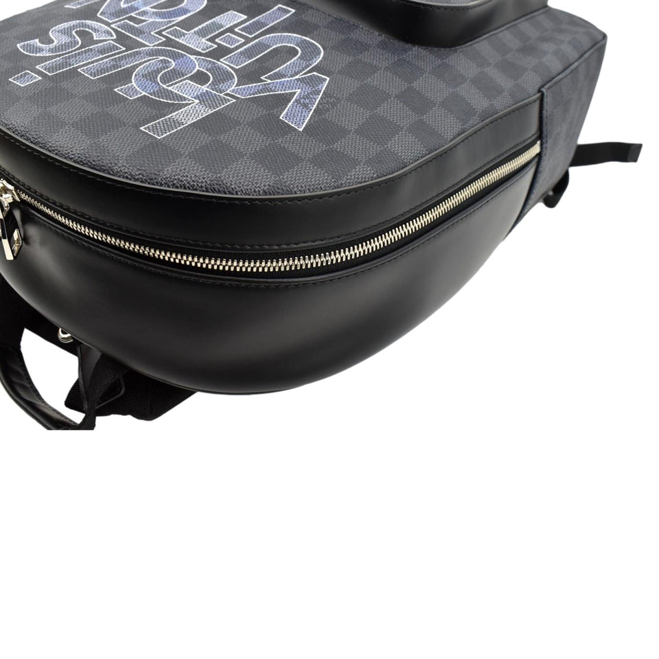 Louis Vuitton Josh Interlinked Logo Damier Graphite Backpack Black