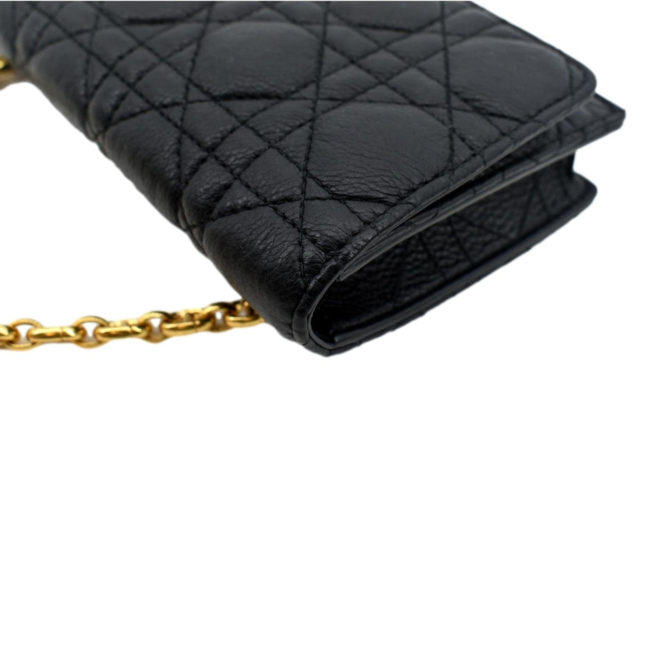 Christian Dior Caro Cannage Calf Leather Shoulder Bag Black