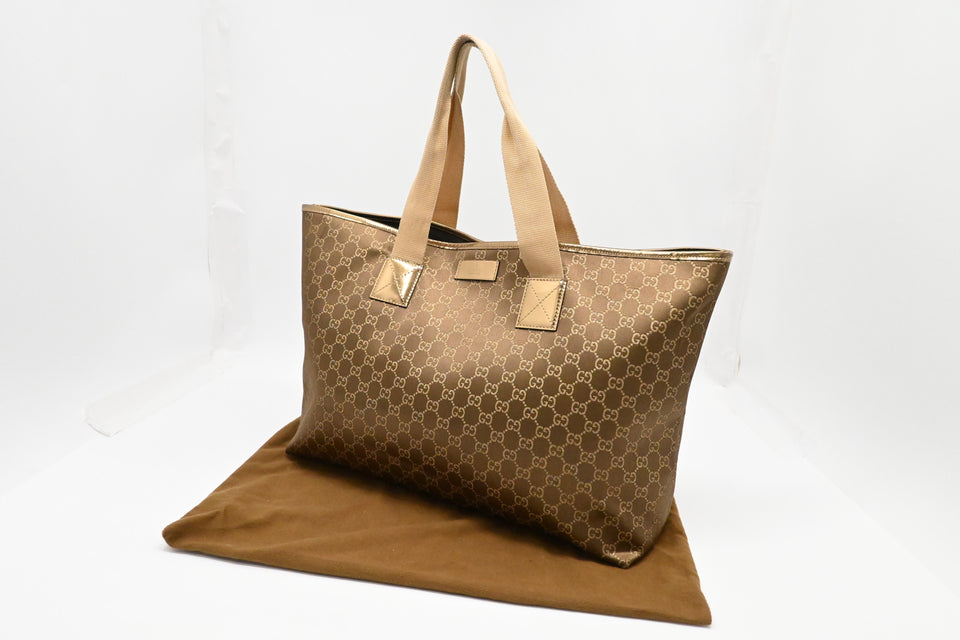 Gucci Large Tote in Brown and Gold GG Canvas