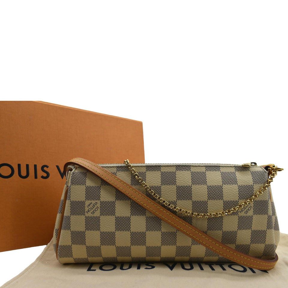 Louis Vuitton Women Pochette Eva Damier Azur Clutch Bag White