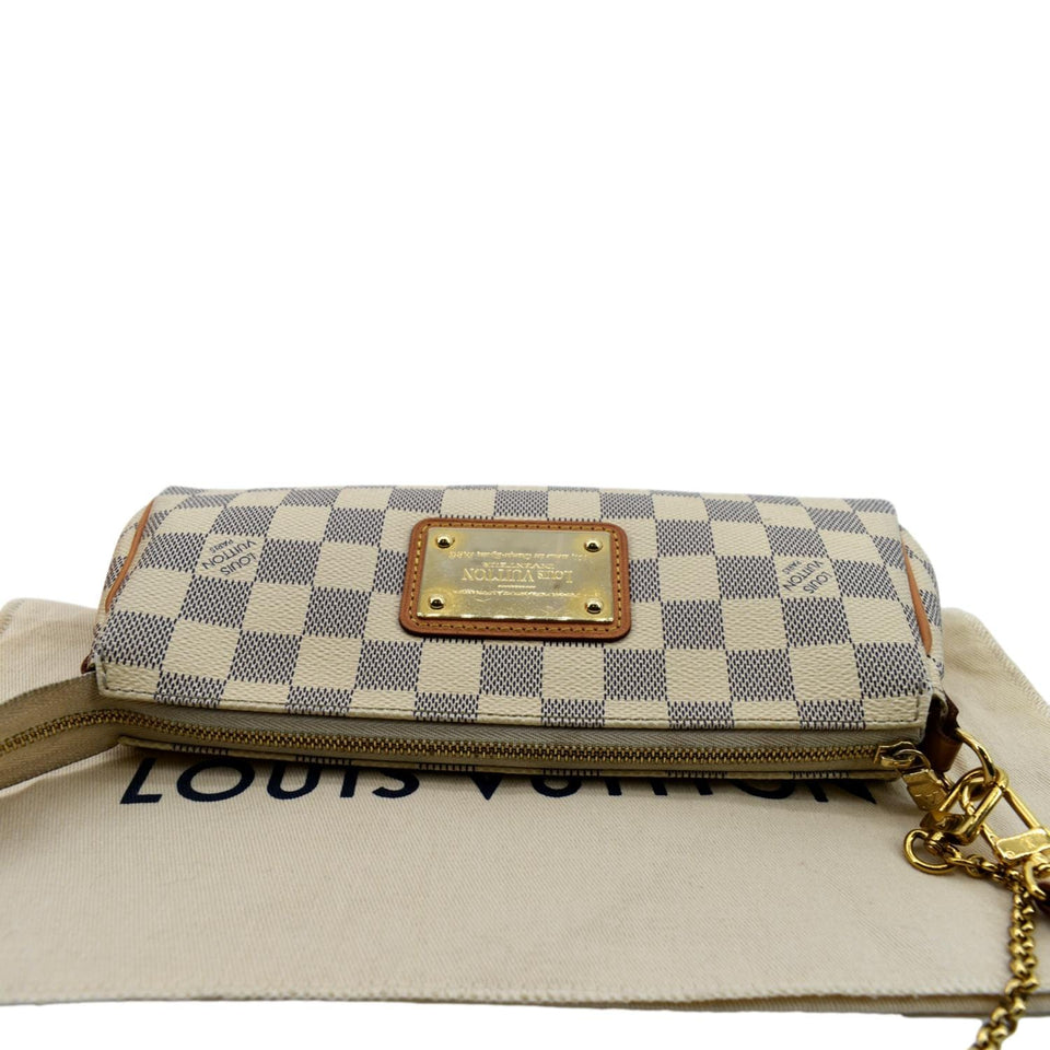 Louis Vuitton Women Pochette Eva Damier Azur Clutch Bag White