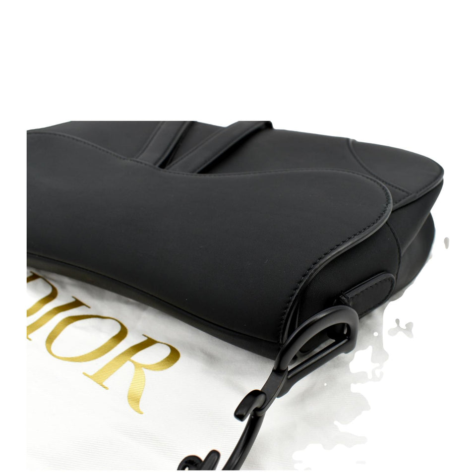 Christian Dior Saddle Leather Satchel Bag Black