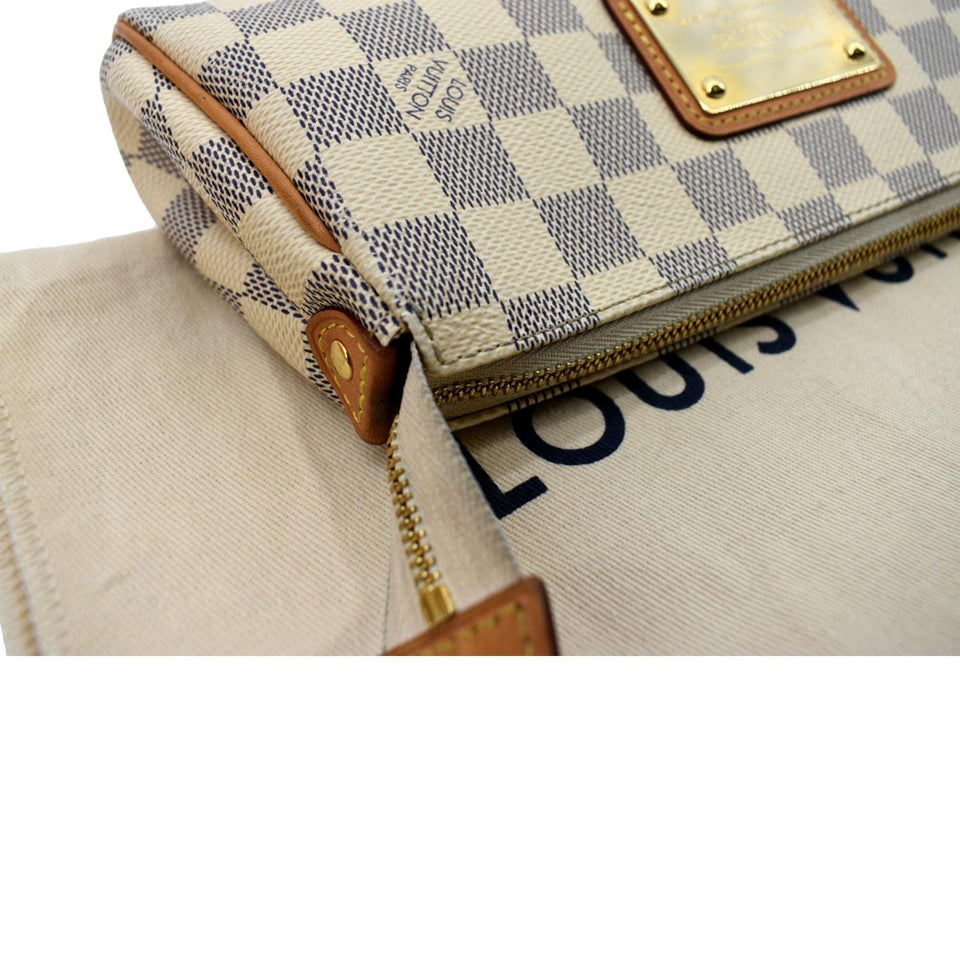 Louis Vuitton Women Pochette Eva Damier Azur Clutch Bag White