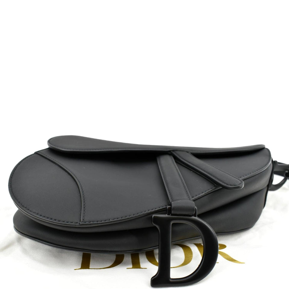 Christian Dior Saddle Leather Satchel Bag Black