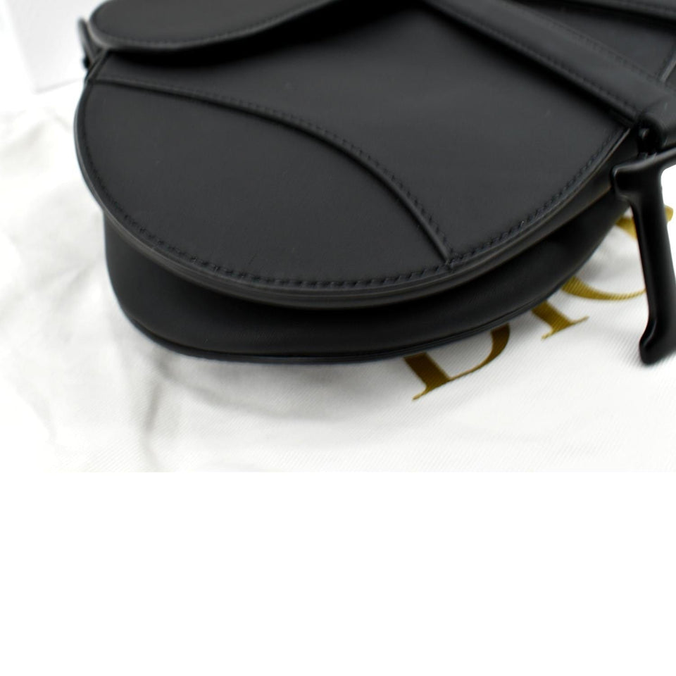 Christian Dior Saddle Leather Satchel Bag Black