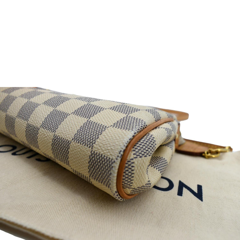 Louis Vuitton Women Pochette Eva Damier Azur Clutch Bag White