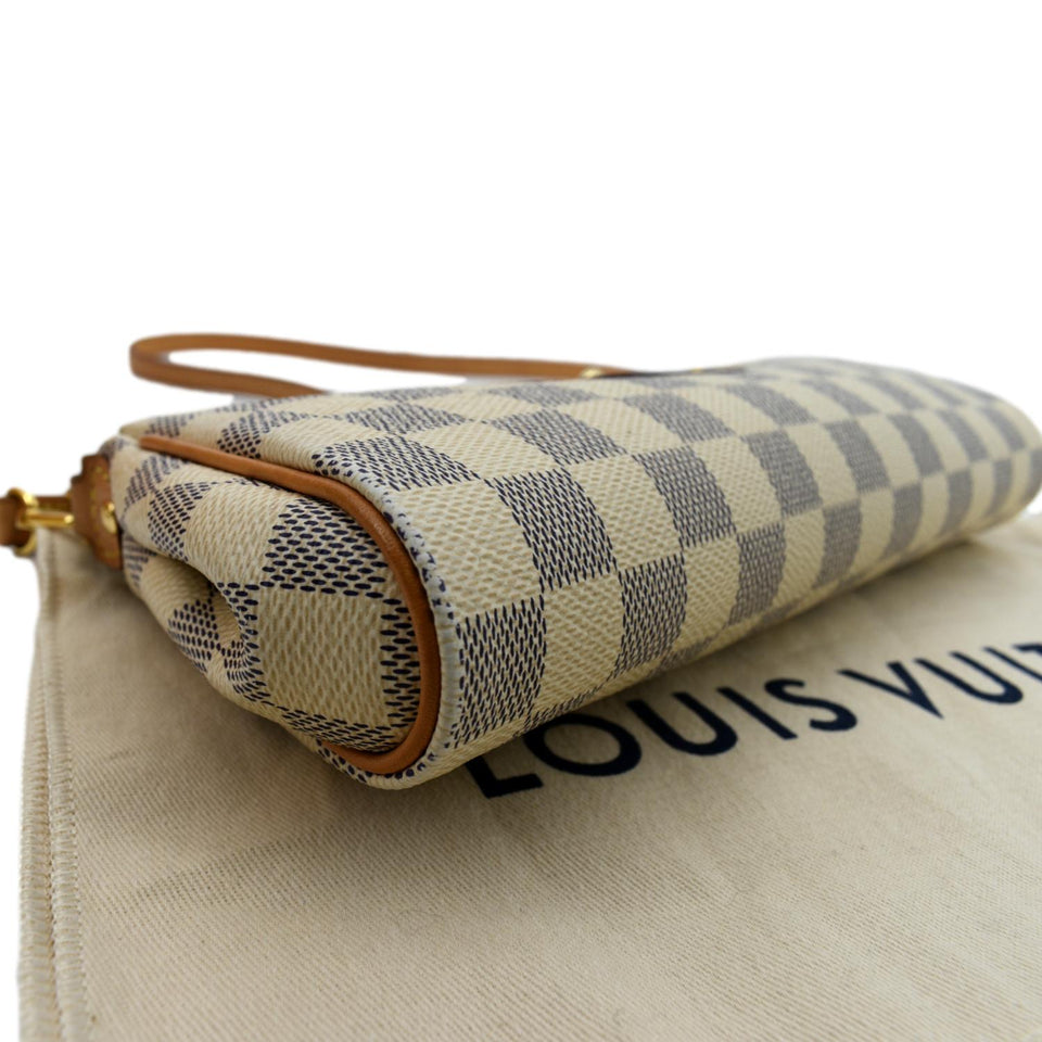 Louis Vuitton Women Pochette Eva Damier Azur Clutch Bag White