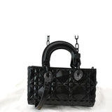 Christian Dior Lady D-Joy Diamond Motif Chain Shoulder Bag Black