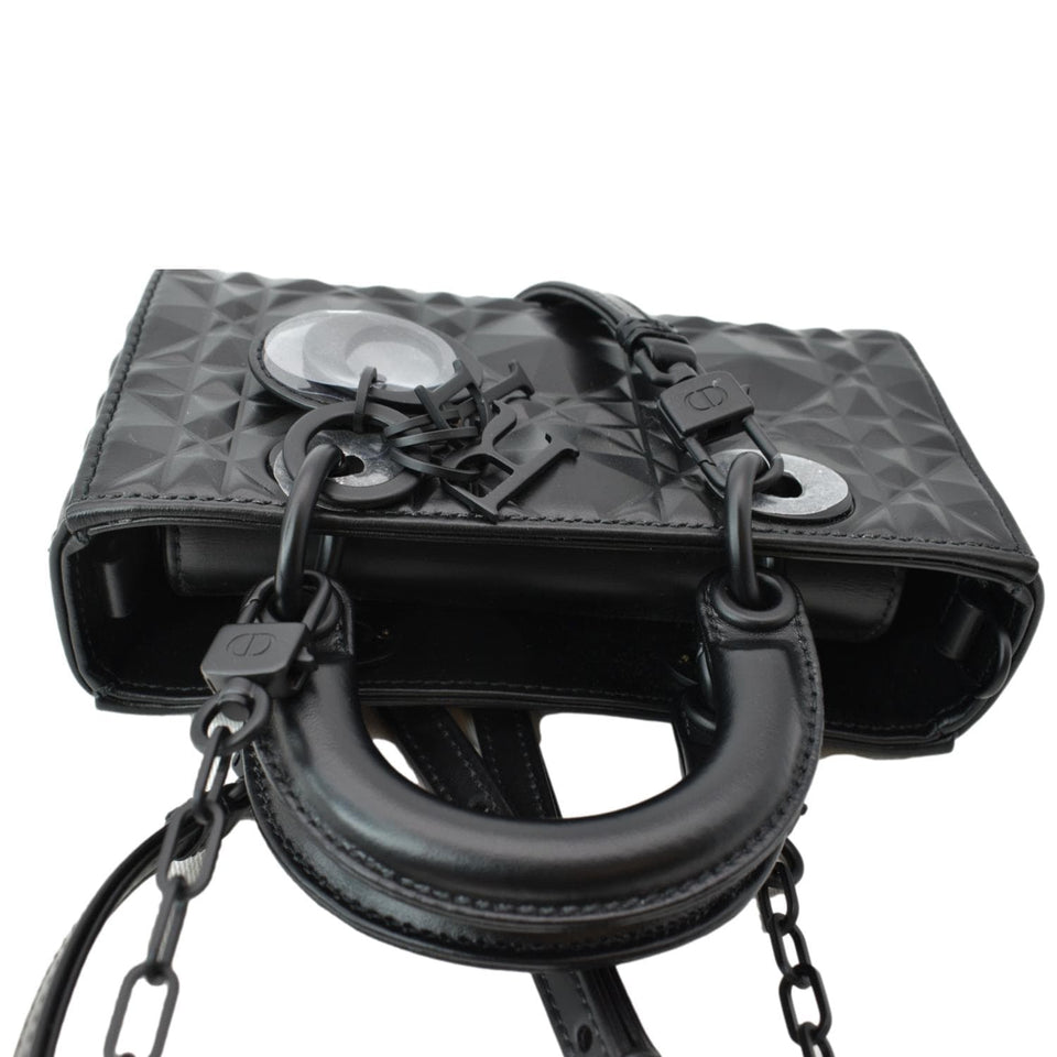 Christian Dior Lady D-Joy Diamond Motif Chain Shoulder Bag Black