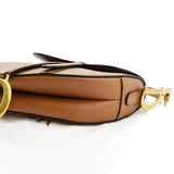 Christian Dior Saddle Grained Calfskin Leather Satchel Bag Cognac