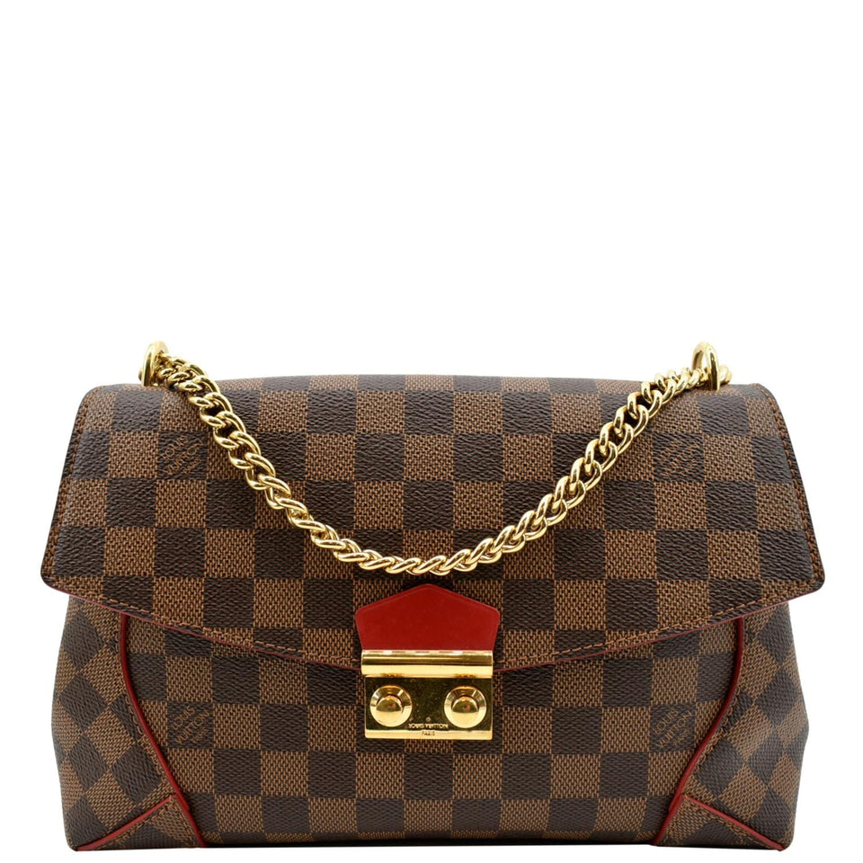 Louis Vuitton Caissa Chain Damier Ebene Clutch Shoulder Bag Brown