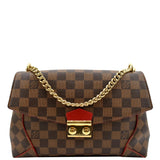 Louis Vuitton Caissa Chain Damier Ebene Clutch Shoulder Bag Brown