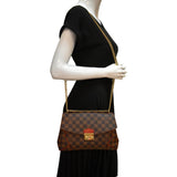 Louis Vuitton Caissa Chain Damier Ebene Clutch Shoulder Bag Brown