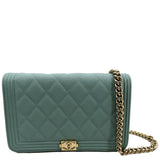 Chanel Boy Woc Caviar Leather Wallet On Chain Clutch Bag Light Green