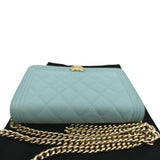Chanel Boy Woc Caviar Leather Wallet On Chain Clutch Bag Light Green
