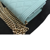 Chanel Boy Woc Caviar Leather Wallet On Chain Clutch Bag Light Green