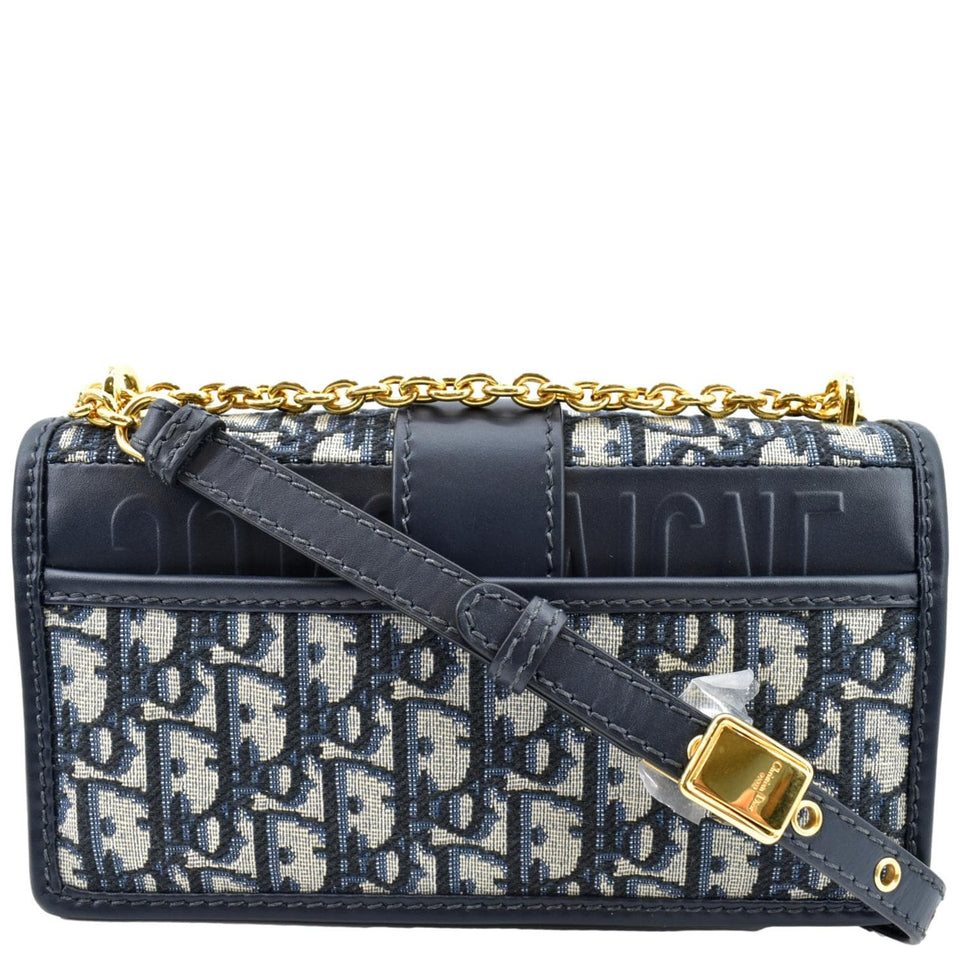 Christian Dior 30 Montaigne Oblique Jacquard Crossbody Bag Blue