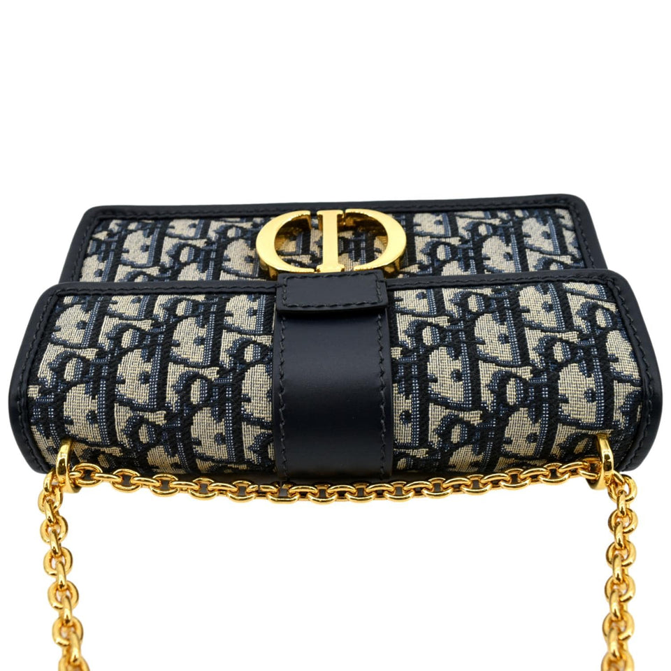 Christian Dior 30 Montaigne Oblique Jacquard Crossbody Bag Blue