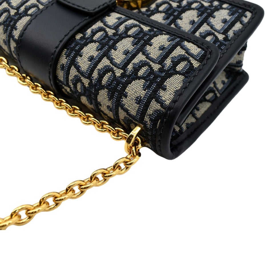 Christian Dior 30 Montaigne Oblique Jacquard Crossbody Bag Blue