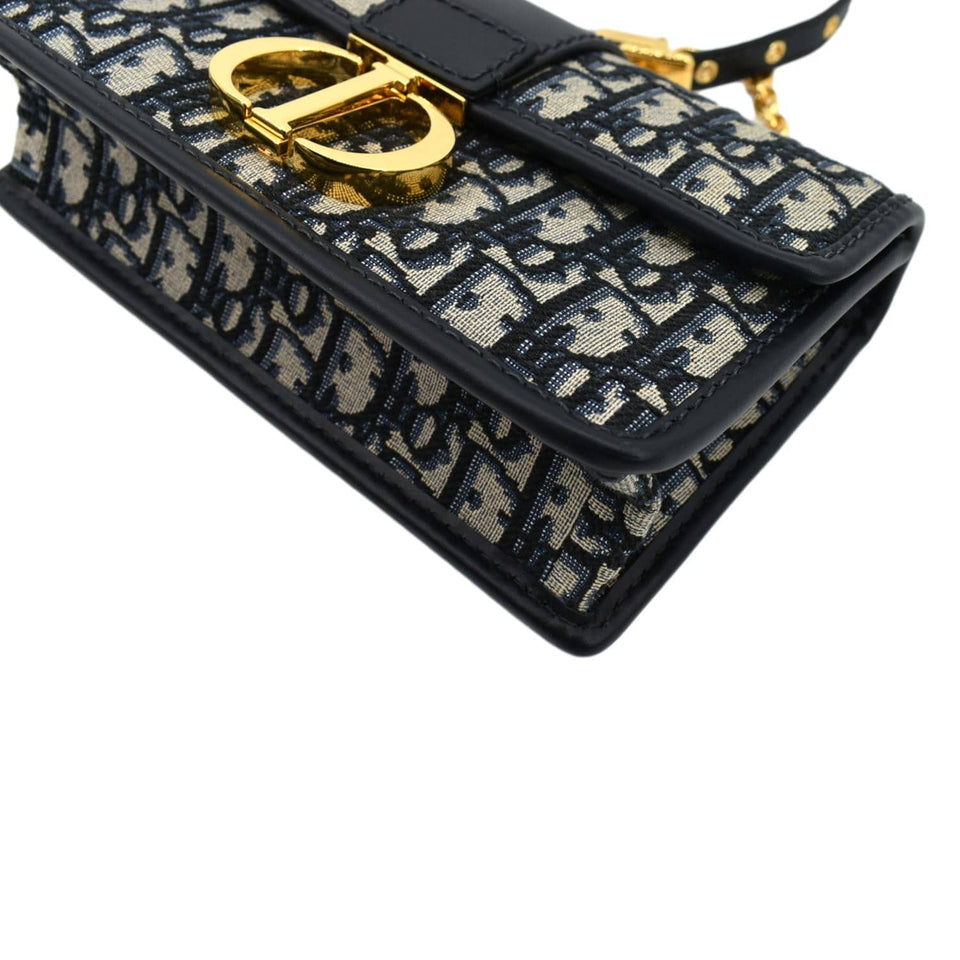 Christian Dior 30 Montaigne Oblique Jacquard Crossbody Bag Blue