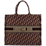 Christian Dior Book Oblique Embroidered Canvas Tote Bag Burgundy