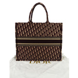 Christian Dior Book Oblique Embroidered Canvas Tote Bag Burgundy