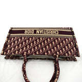 Christian Dior Book Oblique Embroidered Canvas Tote Bag Burgundy