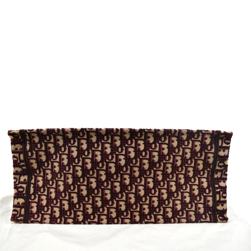 Christian Dior Book Oblique Embroidered Canvas Tote Bag Burgundy