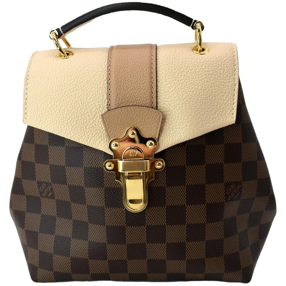 Louis Vuitton Clapton Damier Ebene Backpack Bag Creme Beige