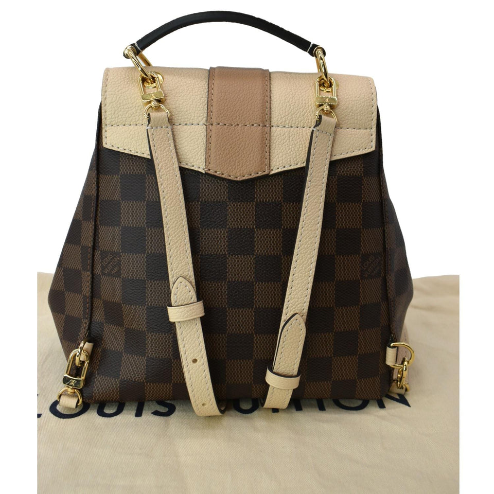 Louis Vuitton Clapton Damier Ebene Backpack Bag Creme Beige