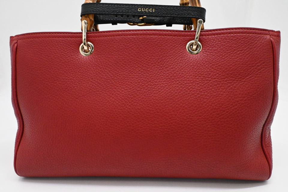 Gucci Bamboo Shopper Bag in Red Leather