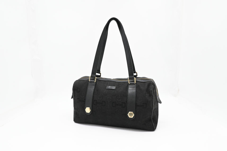 Gucci Shoulder Bag in Black Horsebit Canvas