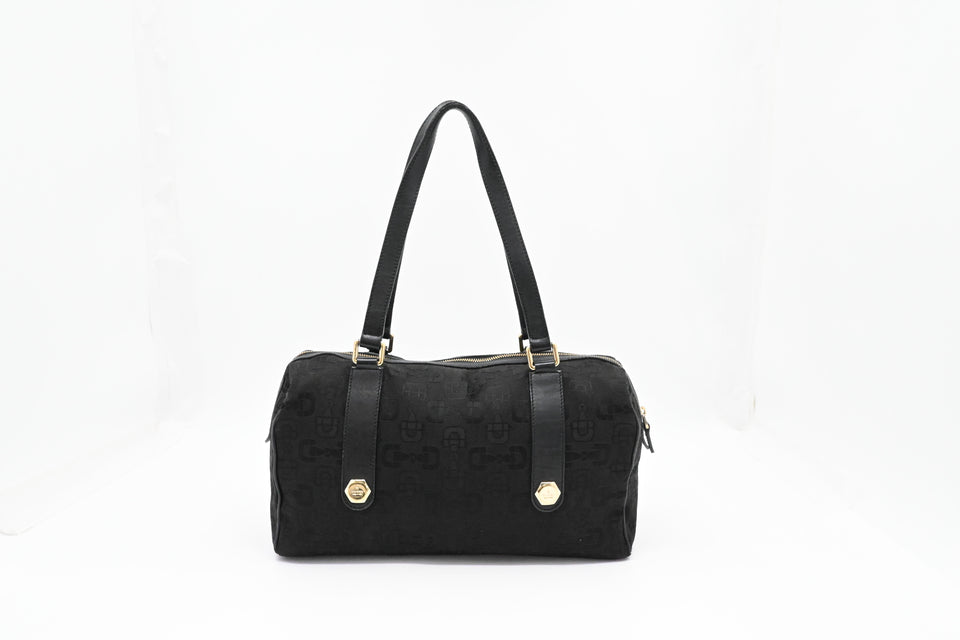 Gucci Shoulder Bag in Black Horsebit Canvas