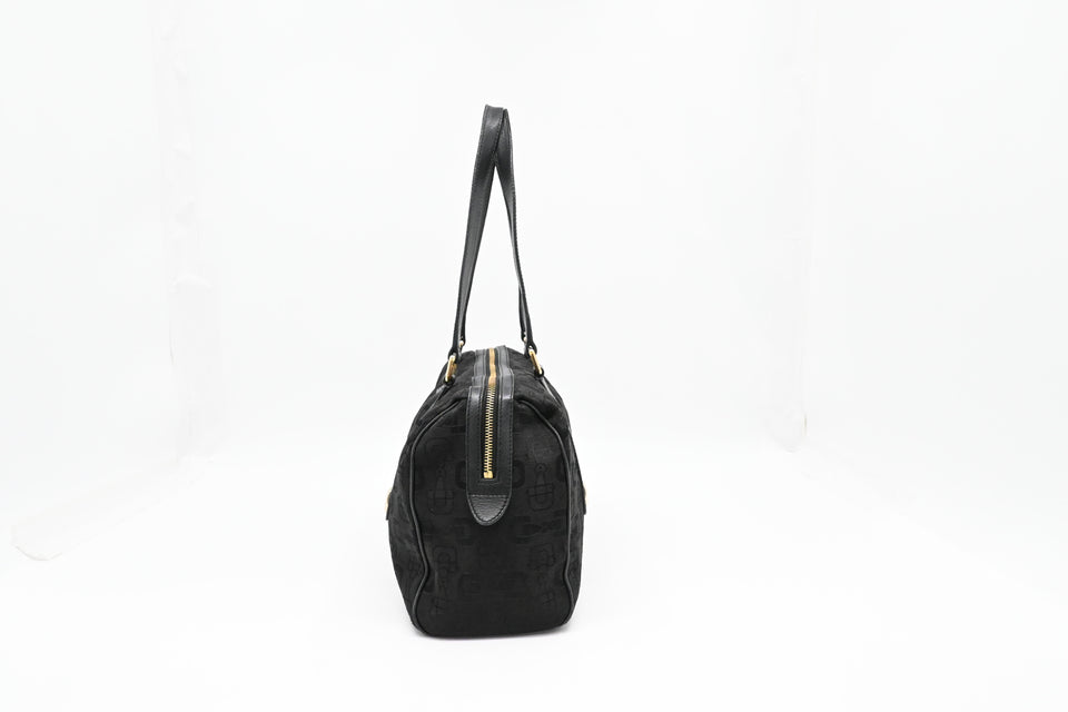 Gucci Shoulder Bag in Black Horsebit Canvas