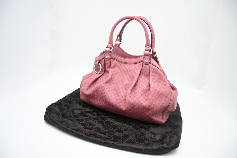 Gucci Sukey Handbag in Pink MicroGuccissima Leather