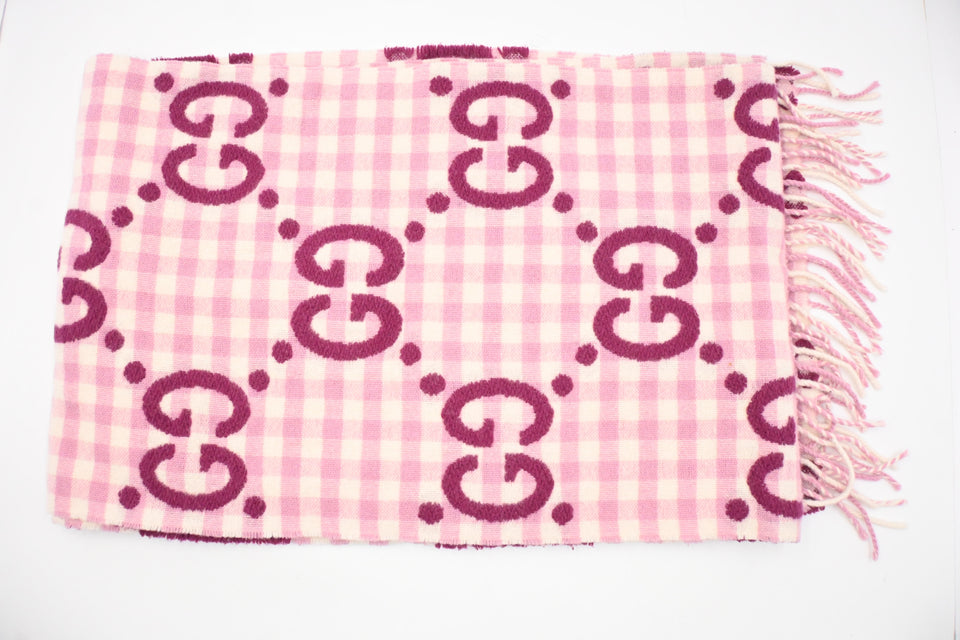 Gucci Scarf in Pink Checked Wool