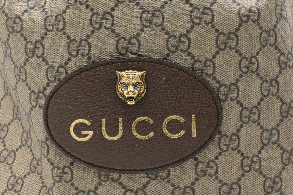 Gucci Tiger Drawstring Backpack in GG Supreme Canvas