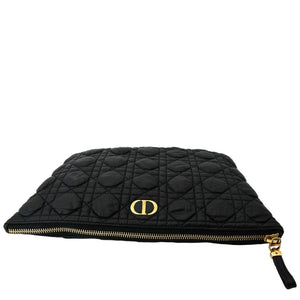 Christian Dior Caro Daily Cannage Calfskin Zipped Pouch Black