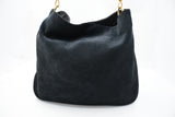 Gucci 2-Way Bamboo Tote Bag in Dark Blue Suede