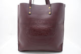 Burberry Large Embossed Tote in Burgundy Leather