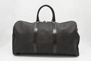 Burberry Travel Bag in Brown Checked Coated Canvas