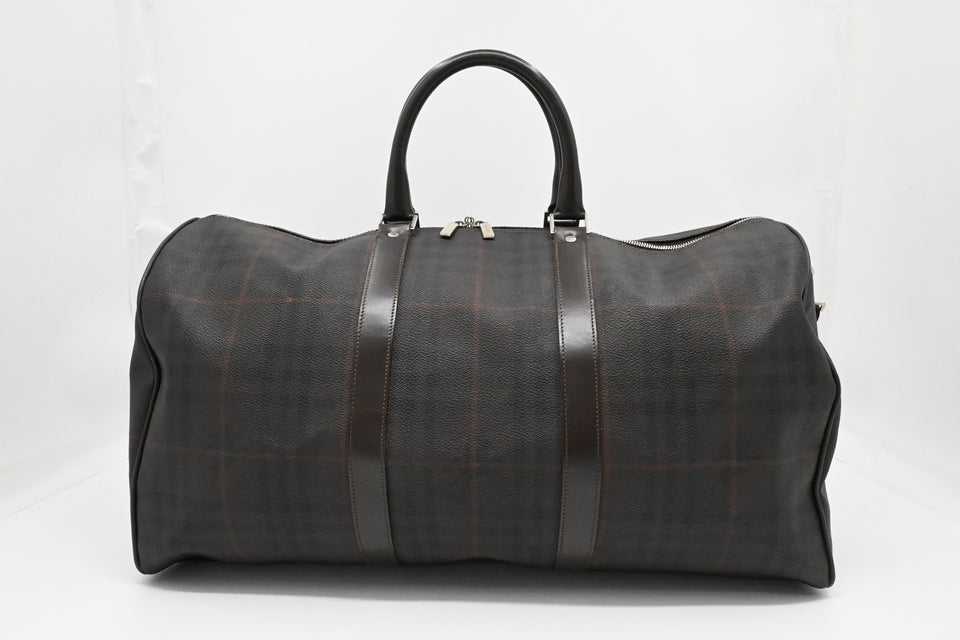 Burberry Travel Bag in Brown Checked Coated Canvas