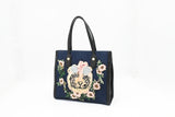 Gucci Tiger Embroidered Tote in Denim Canvas
