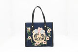 Gucci Tiger Embroidered Tote in Denim Canvas