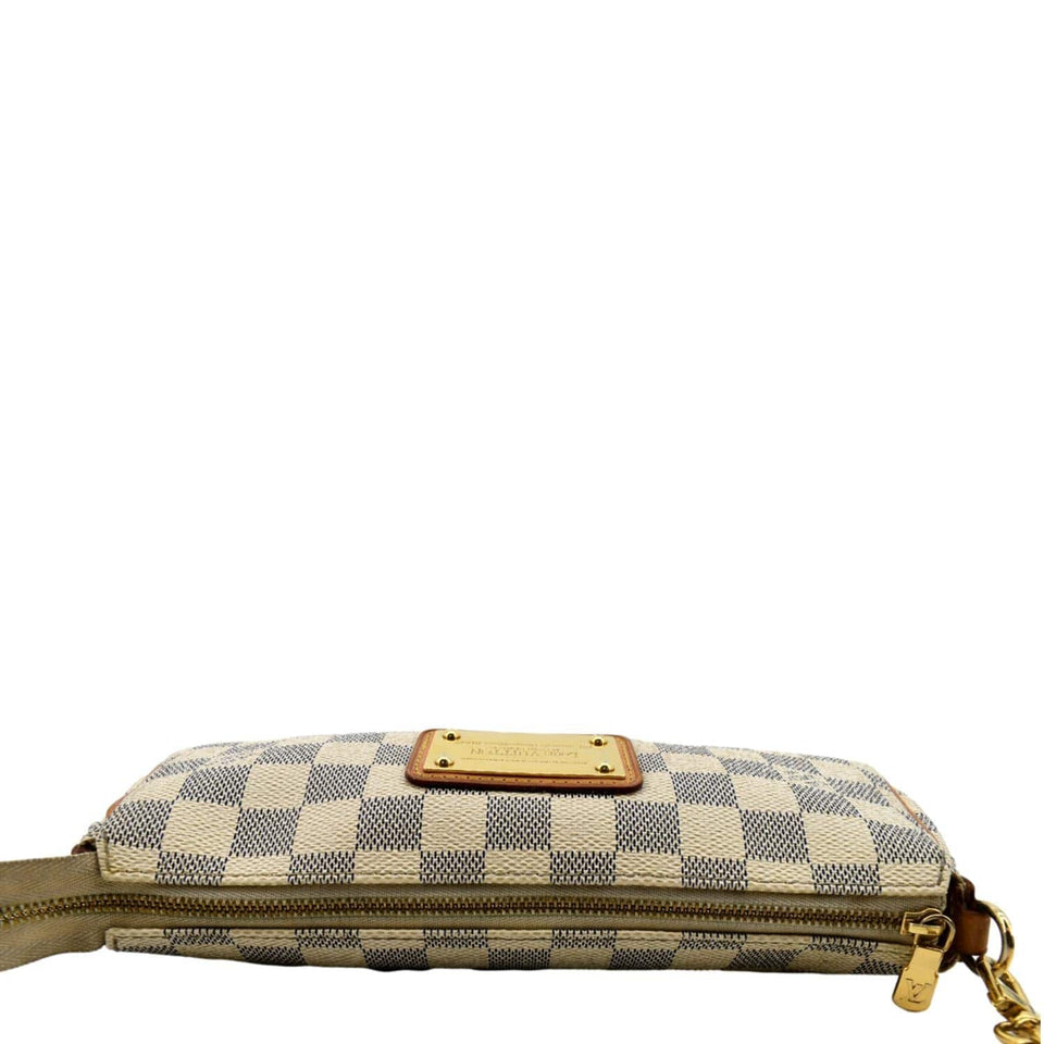 Louis Vuitton Pochette Eva Damier Azur Clutch Bag White