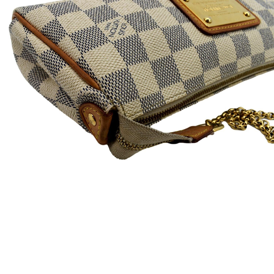 Louis Vuitton Pochette Eva Damier Azur Clutch Bag White