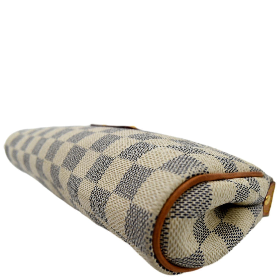 Louis Vuitton Pochette Eva Damier Azur Clutch Bag White