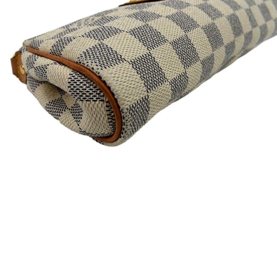 Louis Vuitton Pochette Eva Damier Azur Clutch Bag White