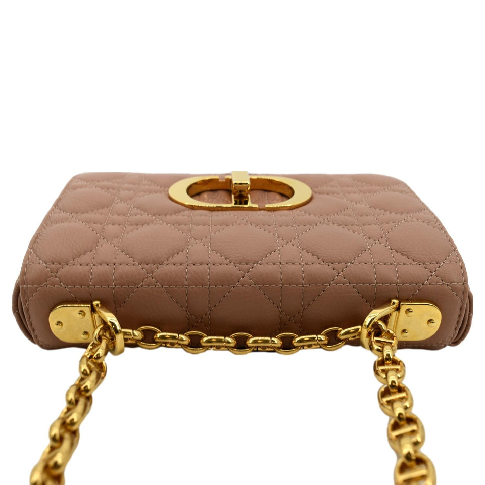 Christian Dior Caro Cannage Calf Leather Shoulder Bag Rose Des